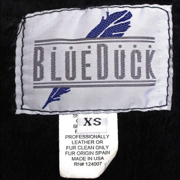 Blue duck shearling coat with fur trim suede jacket - Picture 5 of 7